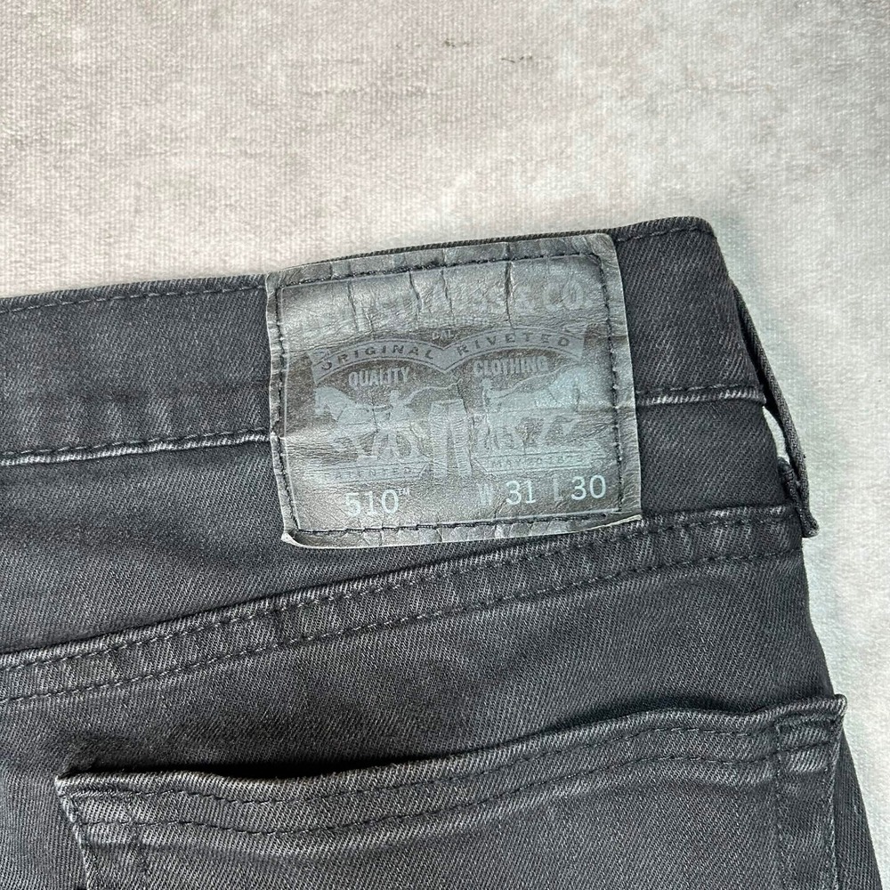 Levis 510 Skinny Jeans Mens 31x30 Black Denim Washed Stretch Slim Fit Pants - Picture 2 of 9